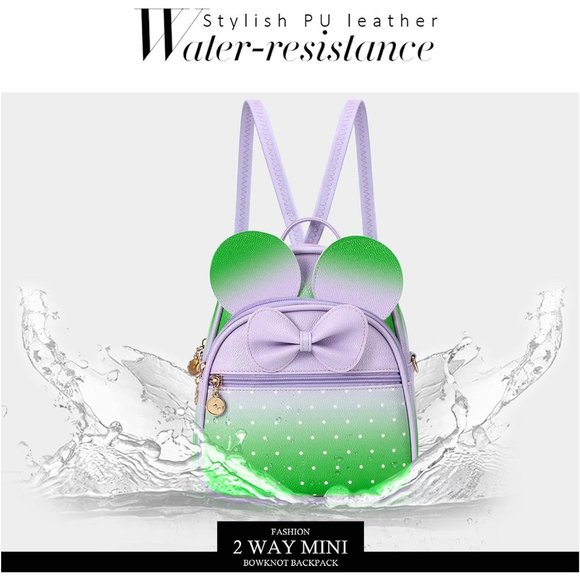 Bowknot Polka Dot Mini Backpack And Convertible Shoulder Bag Purse for Women - Picture 6 of 7